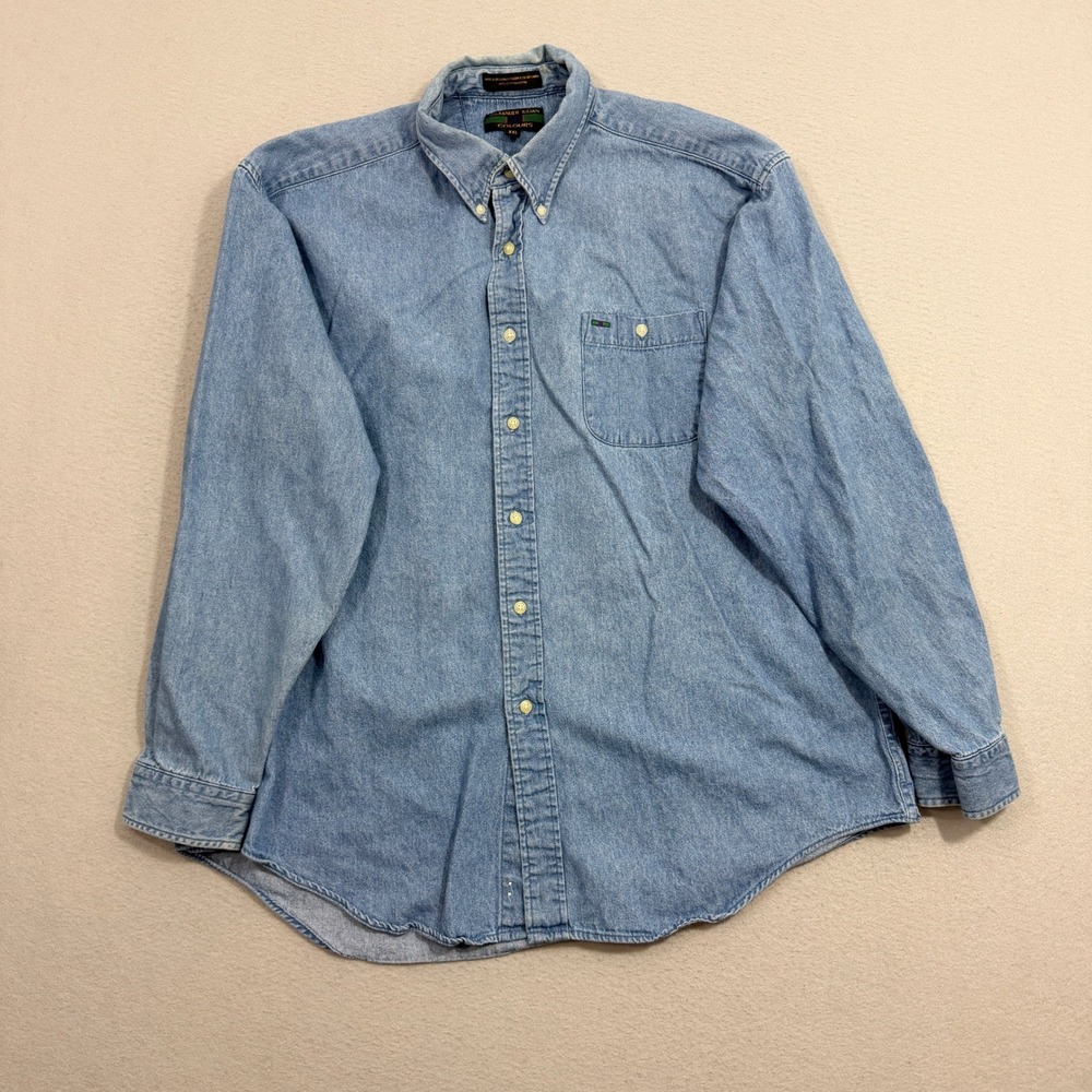 Vintage Alexander Julian Denim Shirt XXL Blue Denim Button Down Long Sleeve 90s